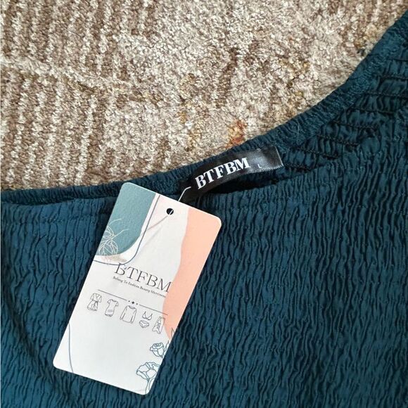 Elegant Teal One-Shoulder Dress - Picture 2 of 4